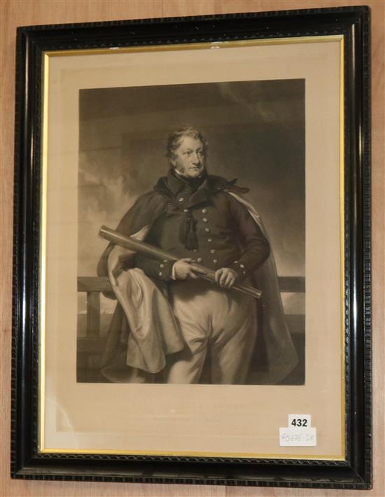 Ward after Briggs, mezzotint, portrait of the Earl of Yarborough, overall 56 x 42cm